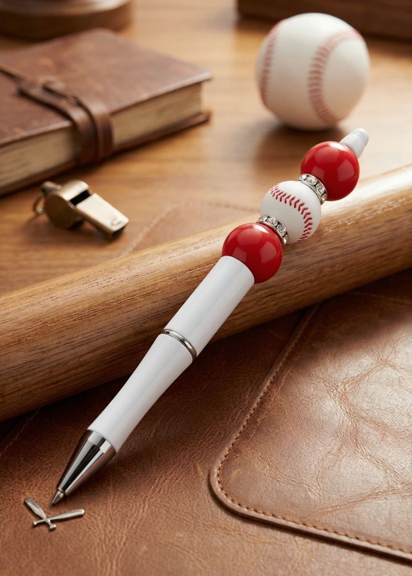 Baseball Pen with Red Beads