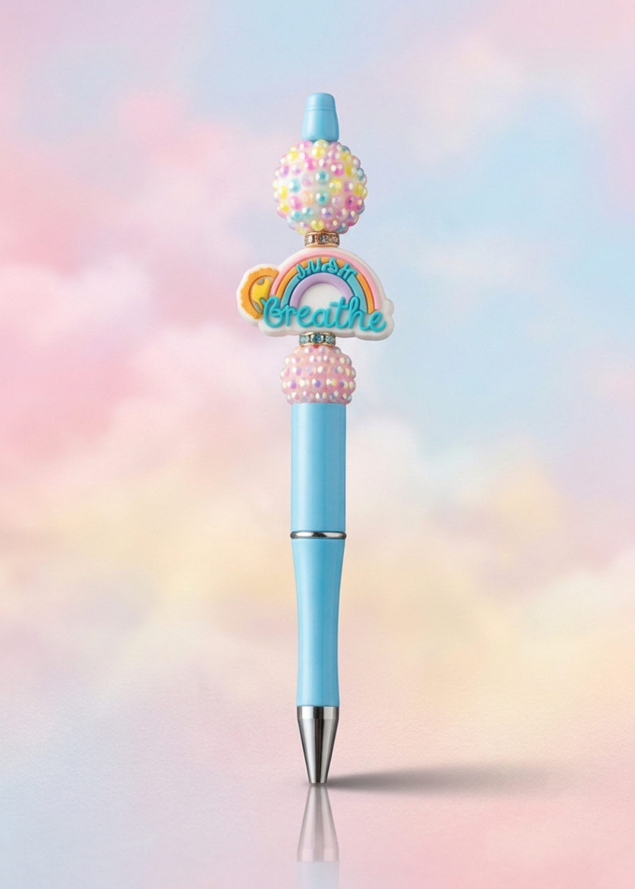 Just Breathe Rainbow Pen with Sparkle Beads