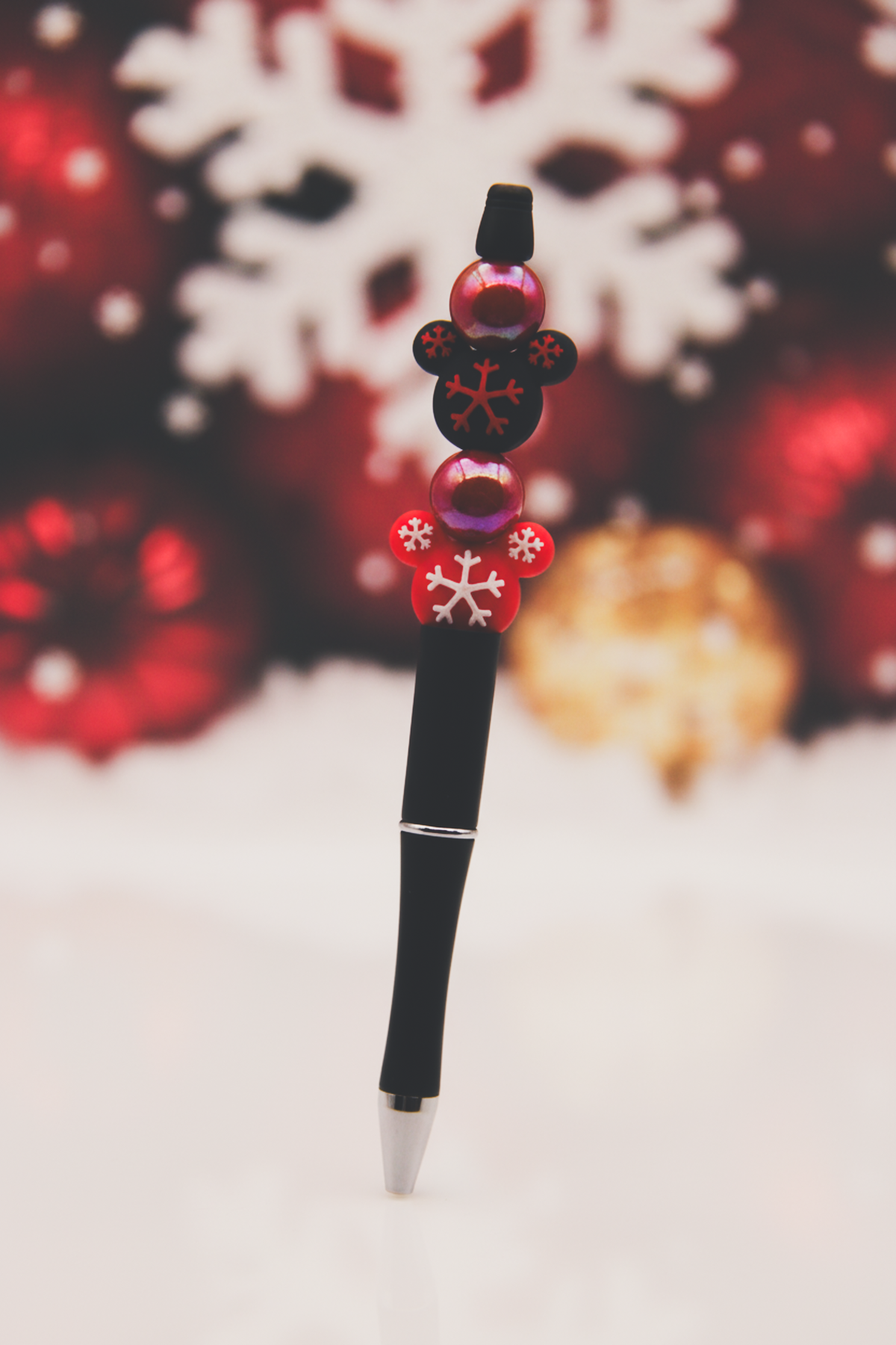 Mickey Mouse Christmas Pen with Two Focal Beads