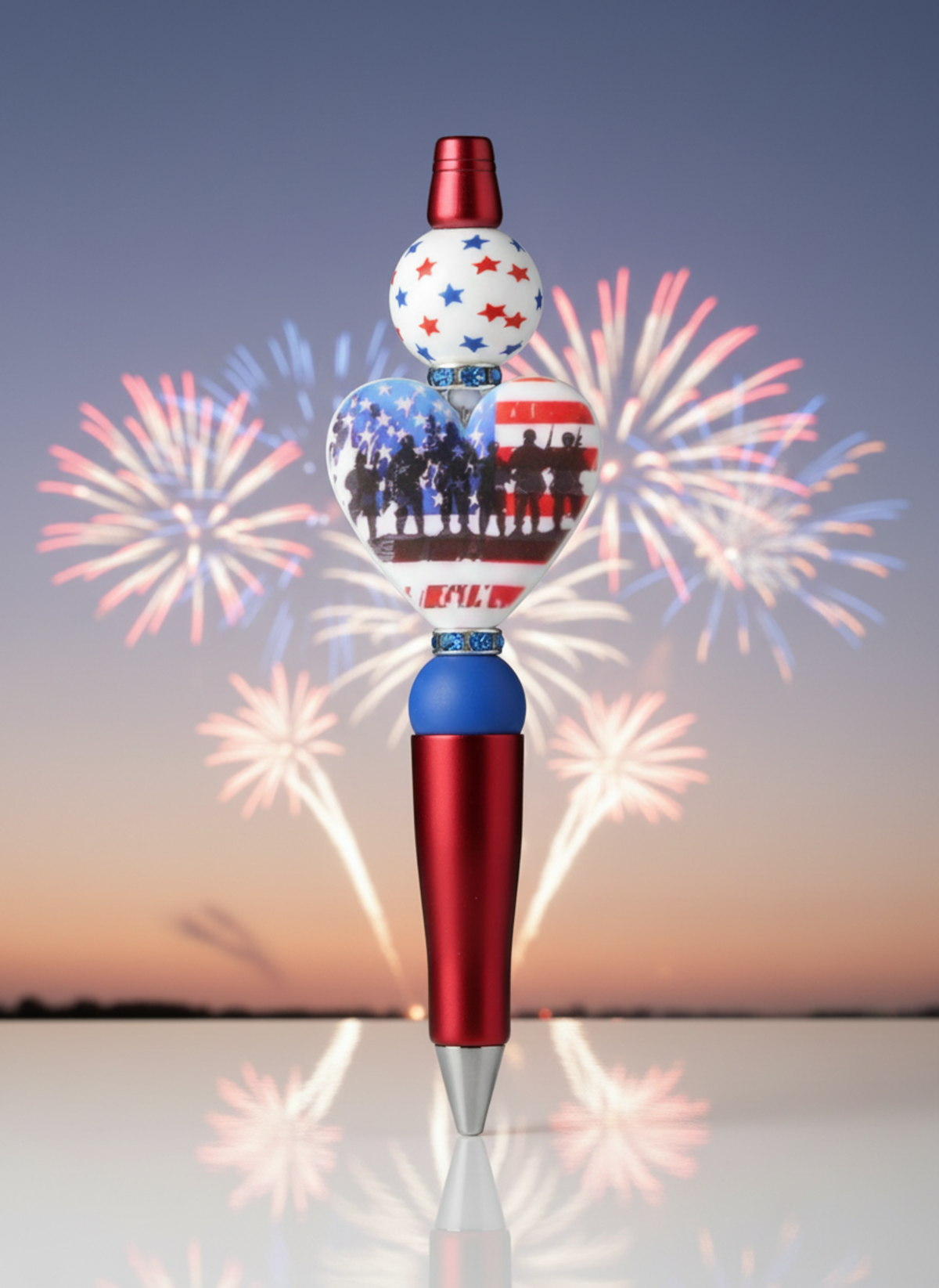 Veteran's 4th of July Heart Flag Pen