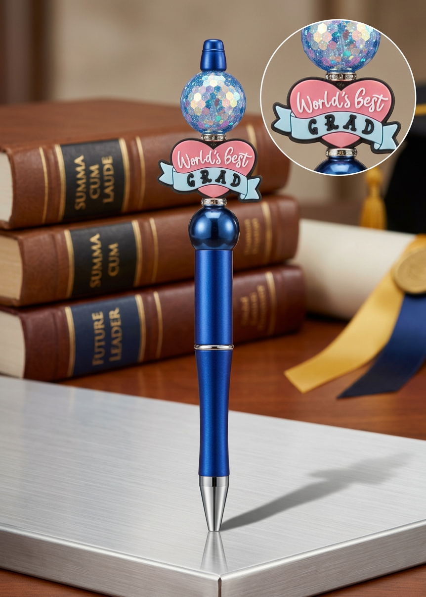 World's Best Grad Pink Heart Blue Pen