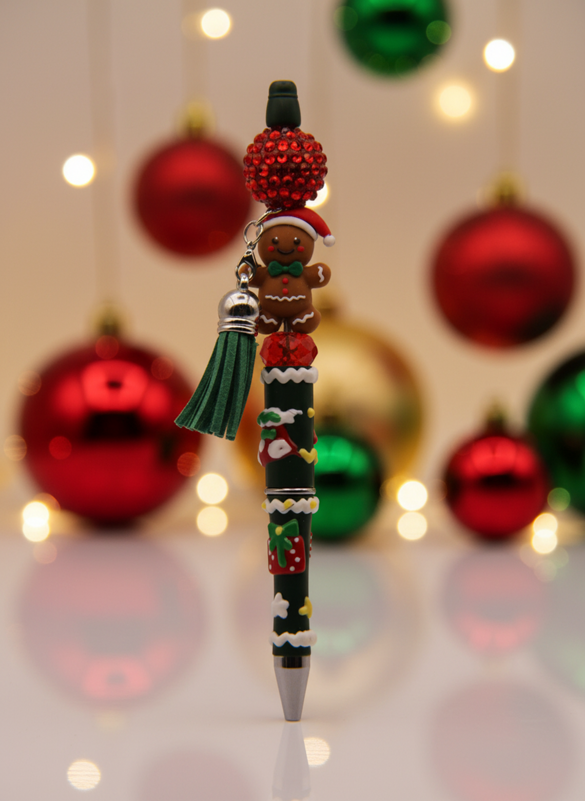 Gingerbread Man Decorated Christmas Pen with Tassel