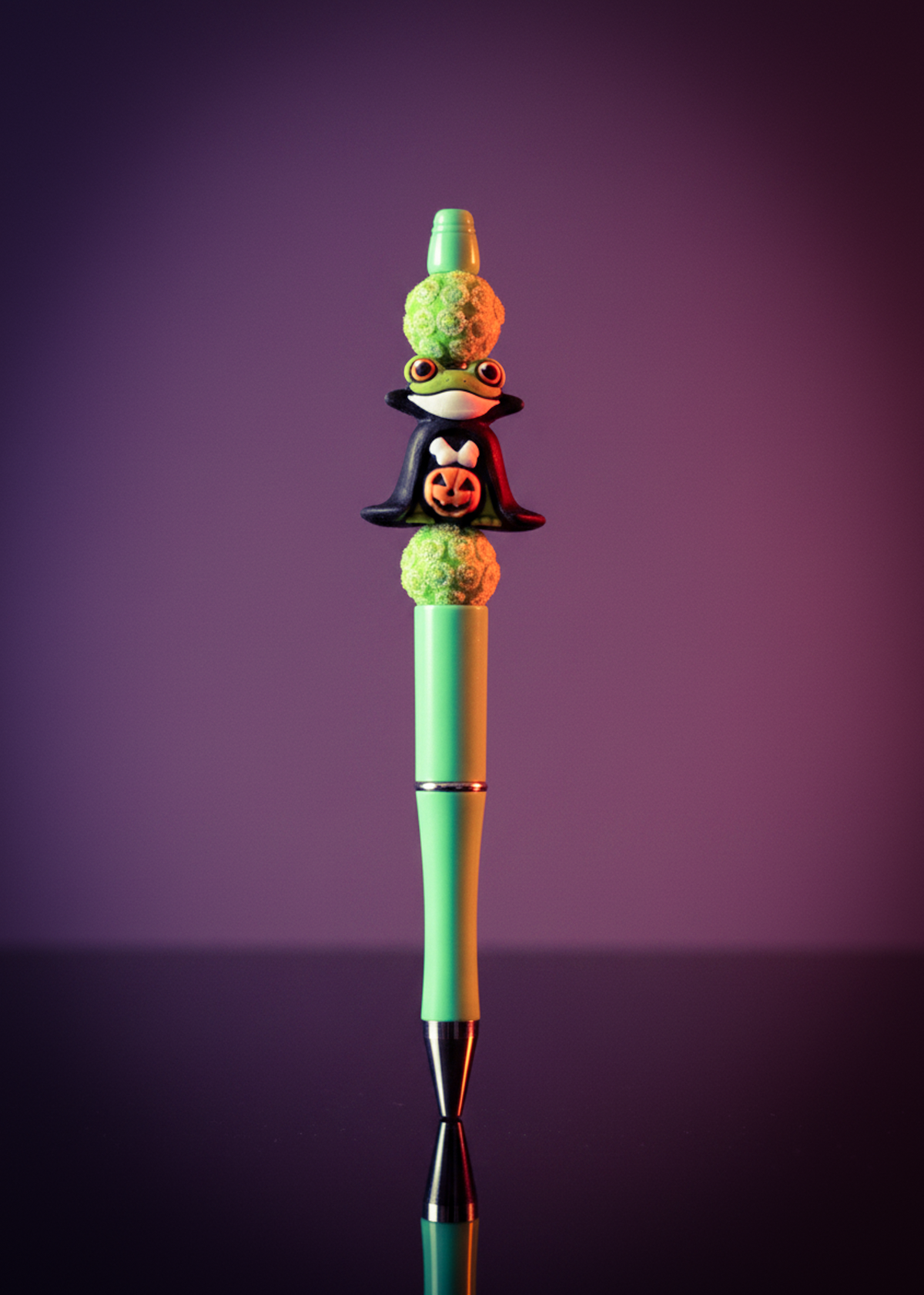 Count Dracula Frog Holding Pumpkin Green Pen