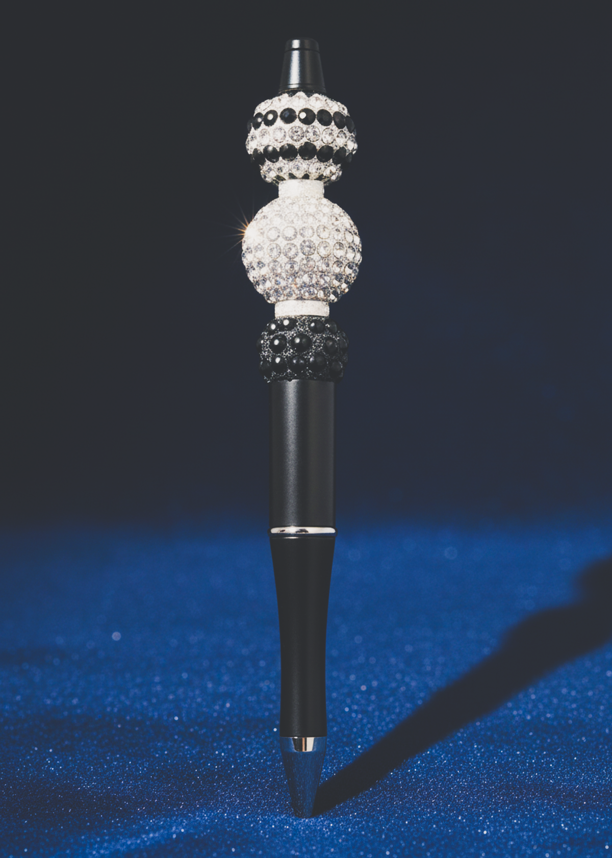 Heartbeat Black and White Spiral Sparkle Black Pen