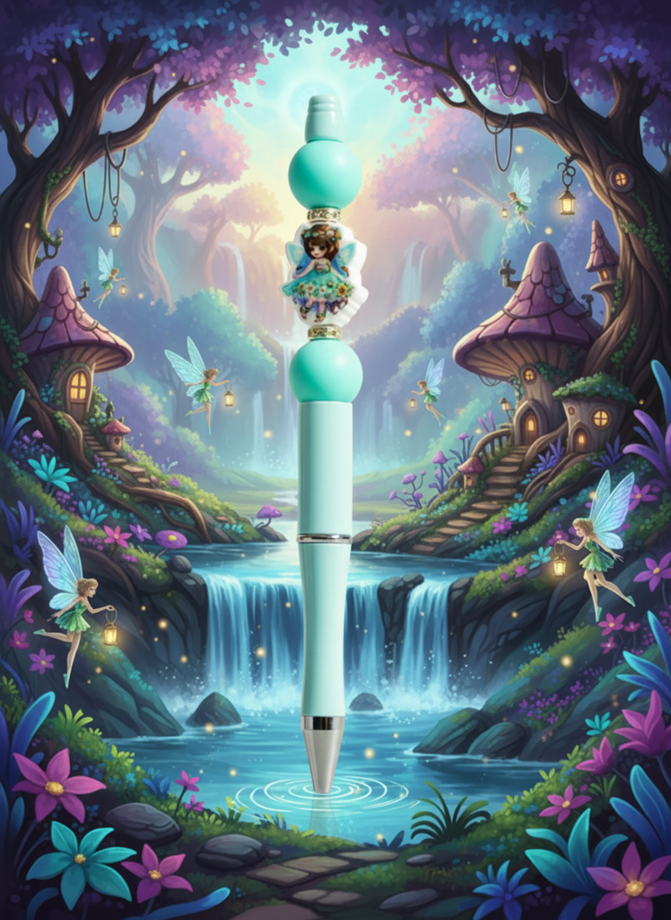Diary Focal Bead Light Blue Children's Pen
