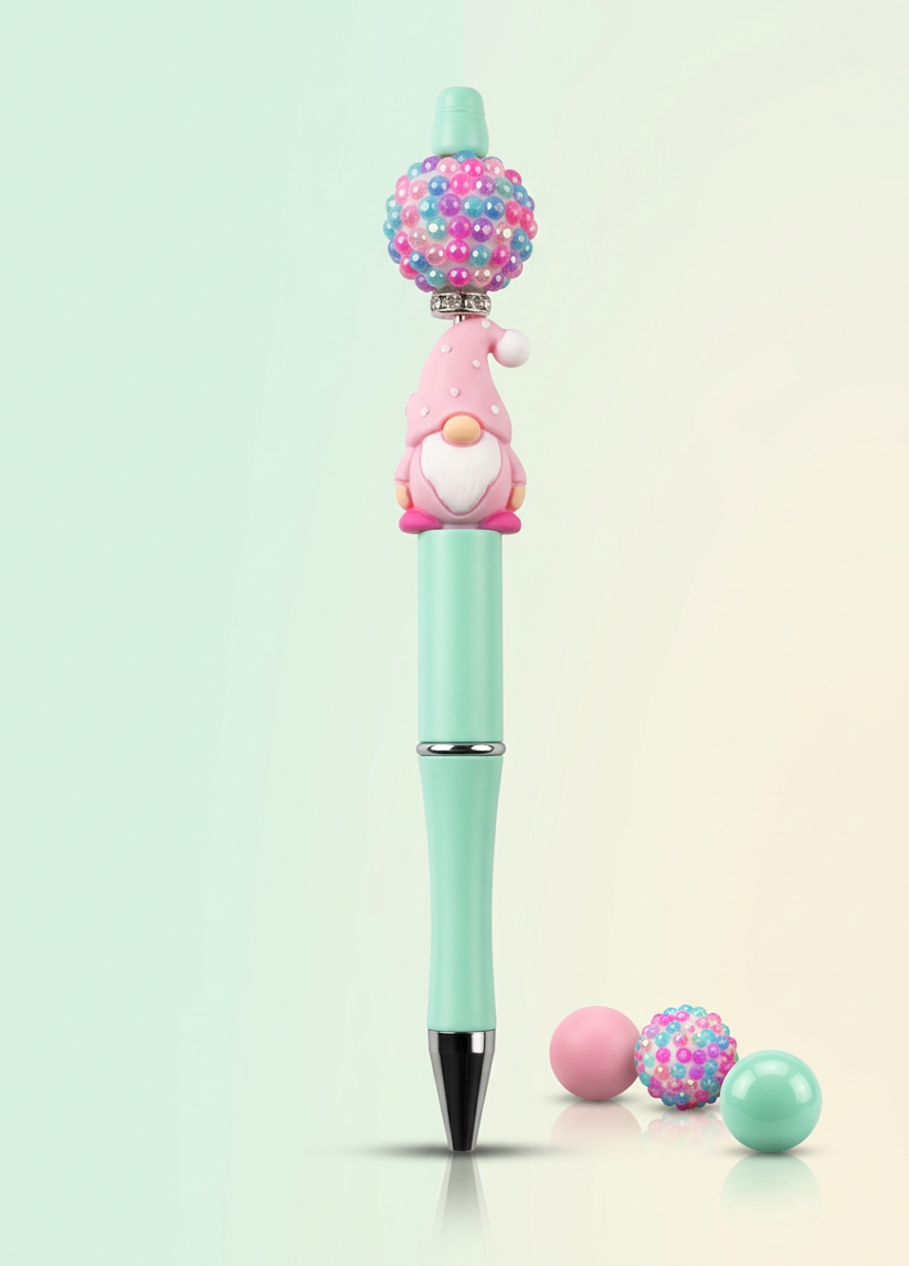 Pink Gnome Focal Bead Pen