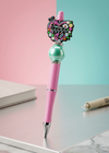 Colorful Heart Rhinestone Teal Bead Pen