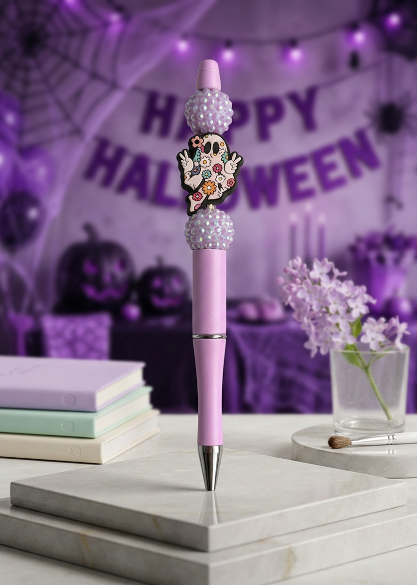 Hippie Halloween Ghost Purple Pen