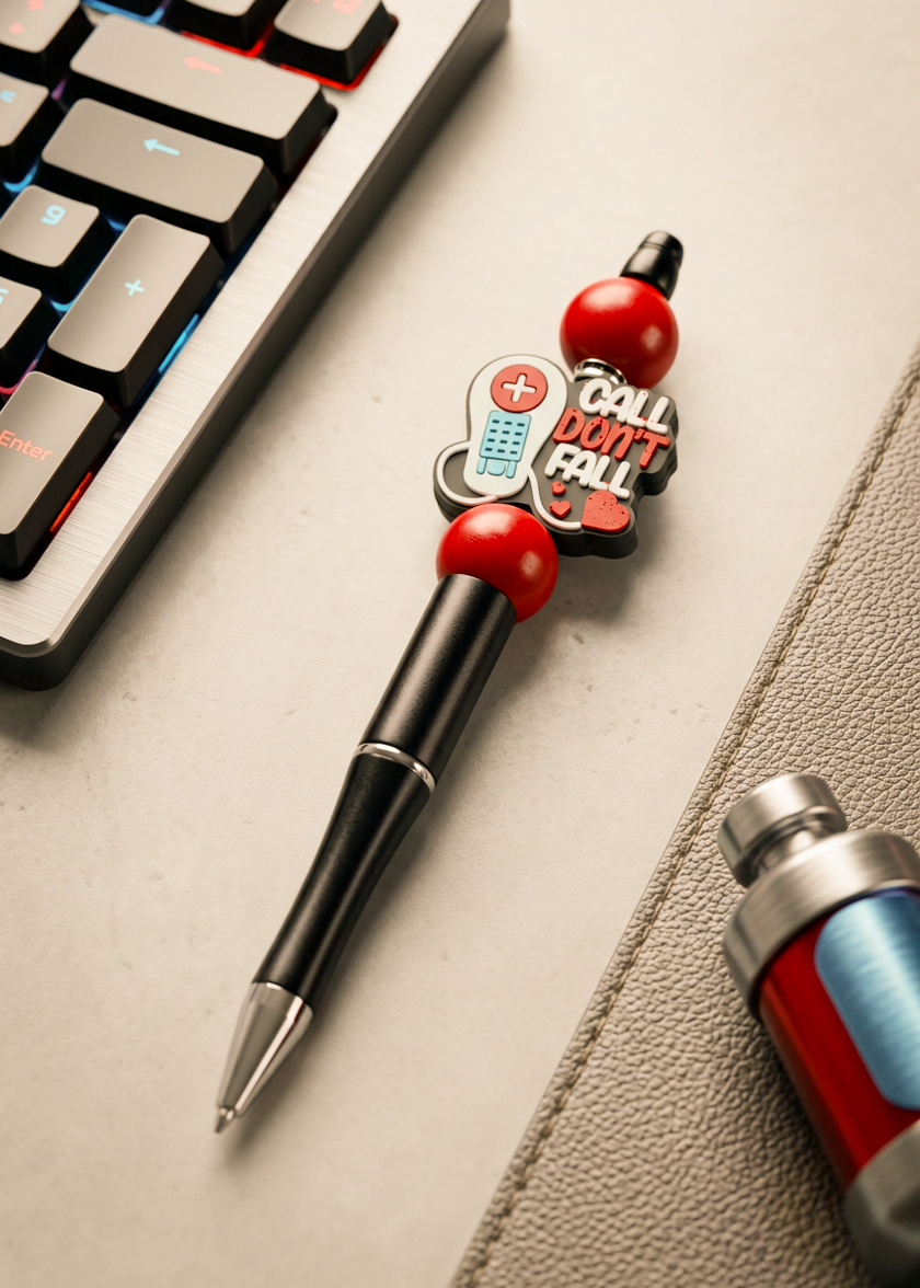 Call Don't Fall Red Beads Pen