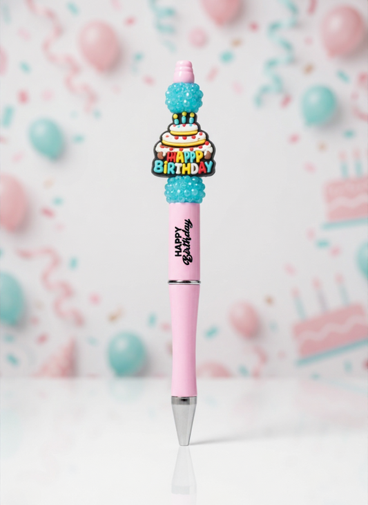 Happy Birthday Pink Pen with Cake