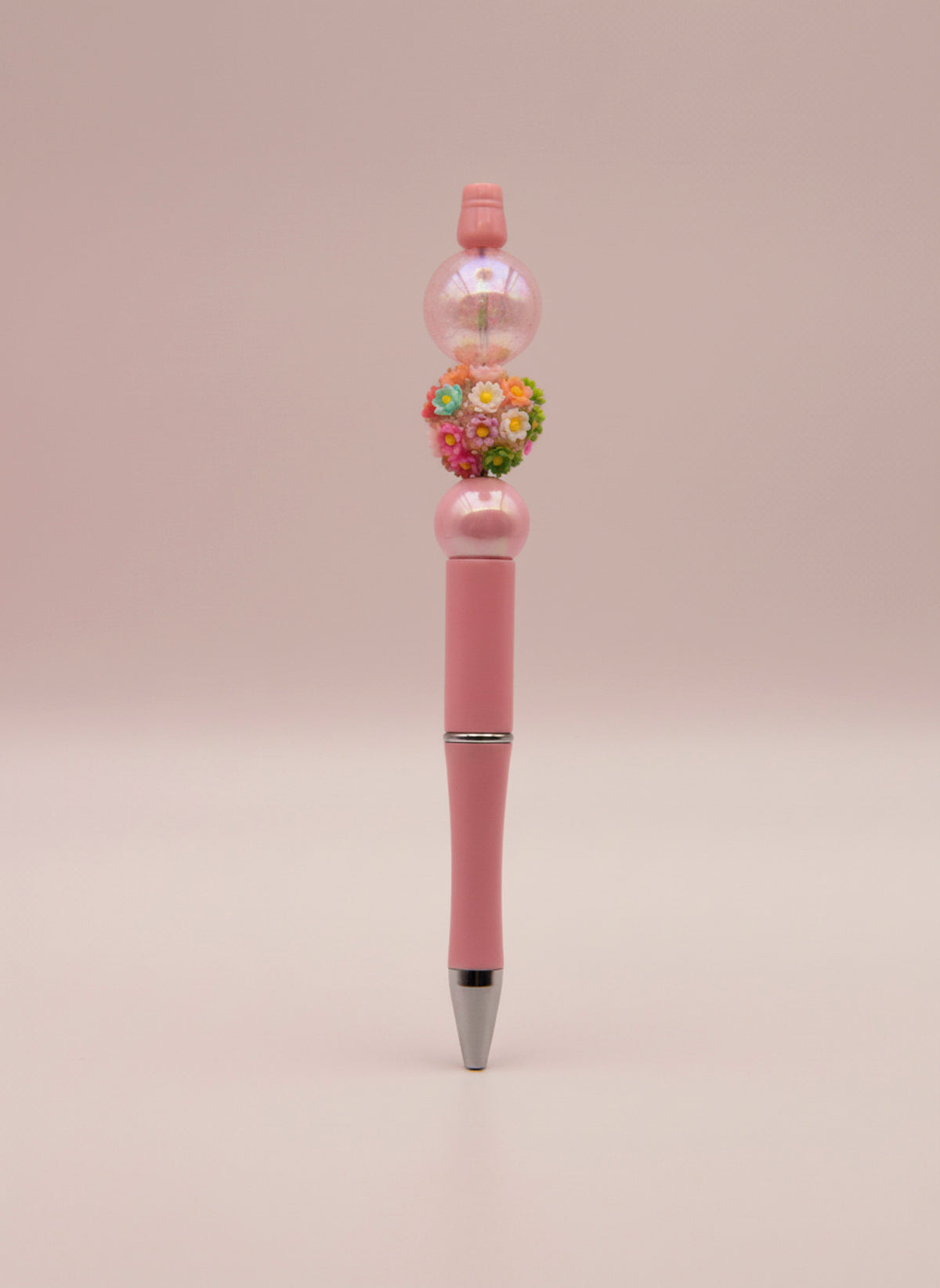 Pink Flower Pen with Pearl Beads