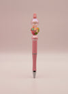 Pink Flower Pen with Pearl Beads
