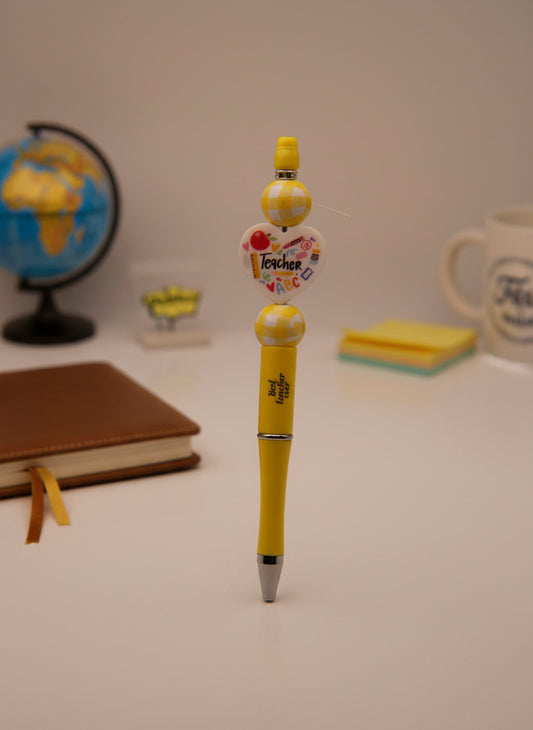 Yellow Best Teacher Heart Pen