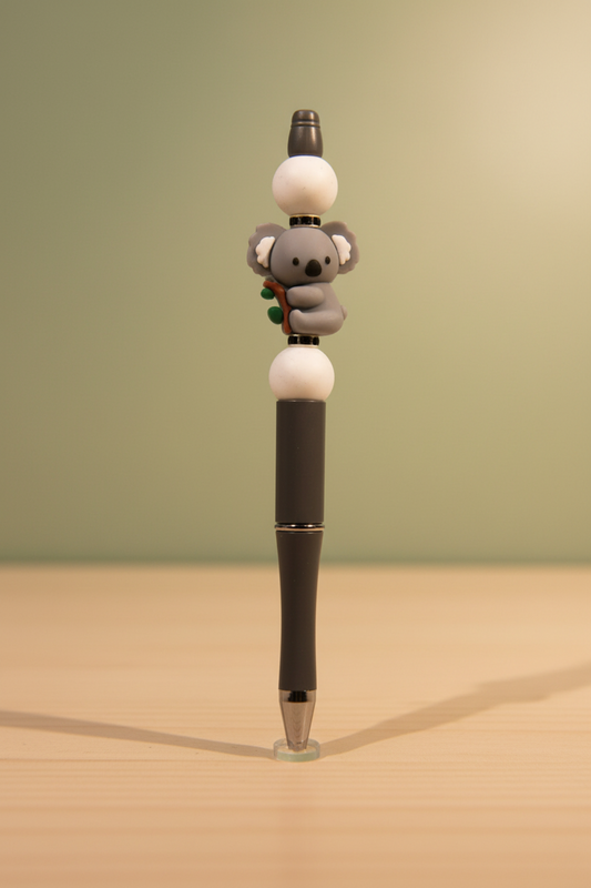 Koala Bear Grey Pen with White Beads