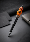 Pumpkin Face Character Black Pen with Pumpkin Beads