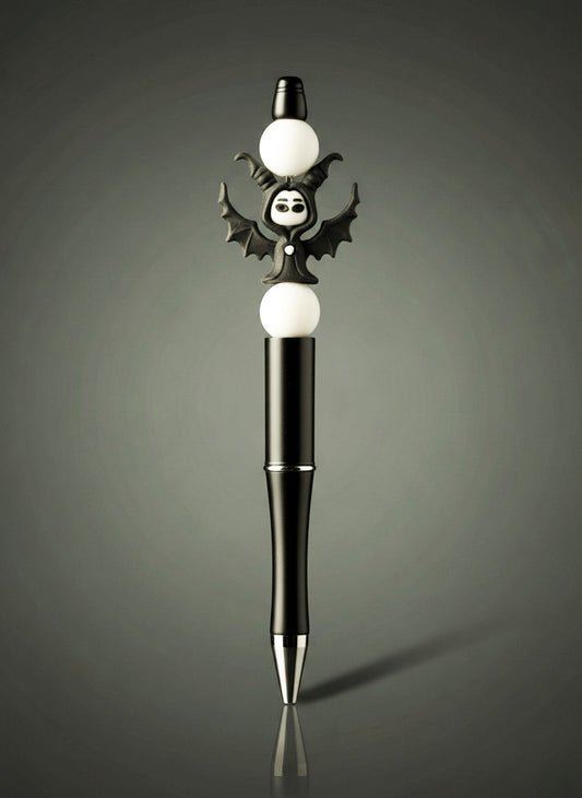 Halloween Character Black Pen with White Pearl Beads