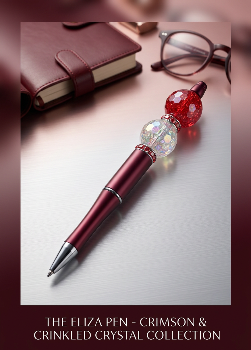 Red and White Crackle Bead Pen