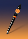 Orange Pumpkin Face Black Beads Halloween Pen