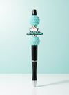 Nurse Focal Bead Two Big Blue Sparkle Balls Pen