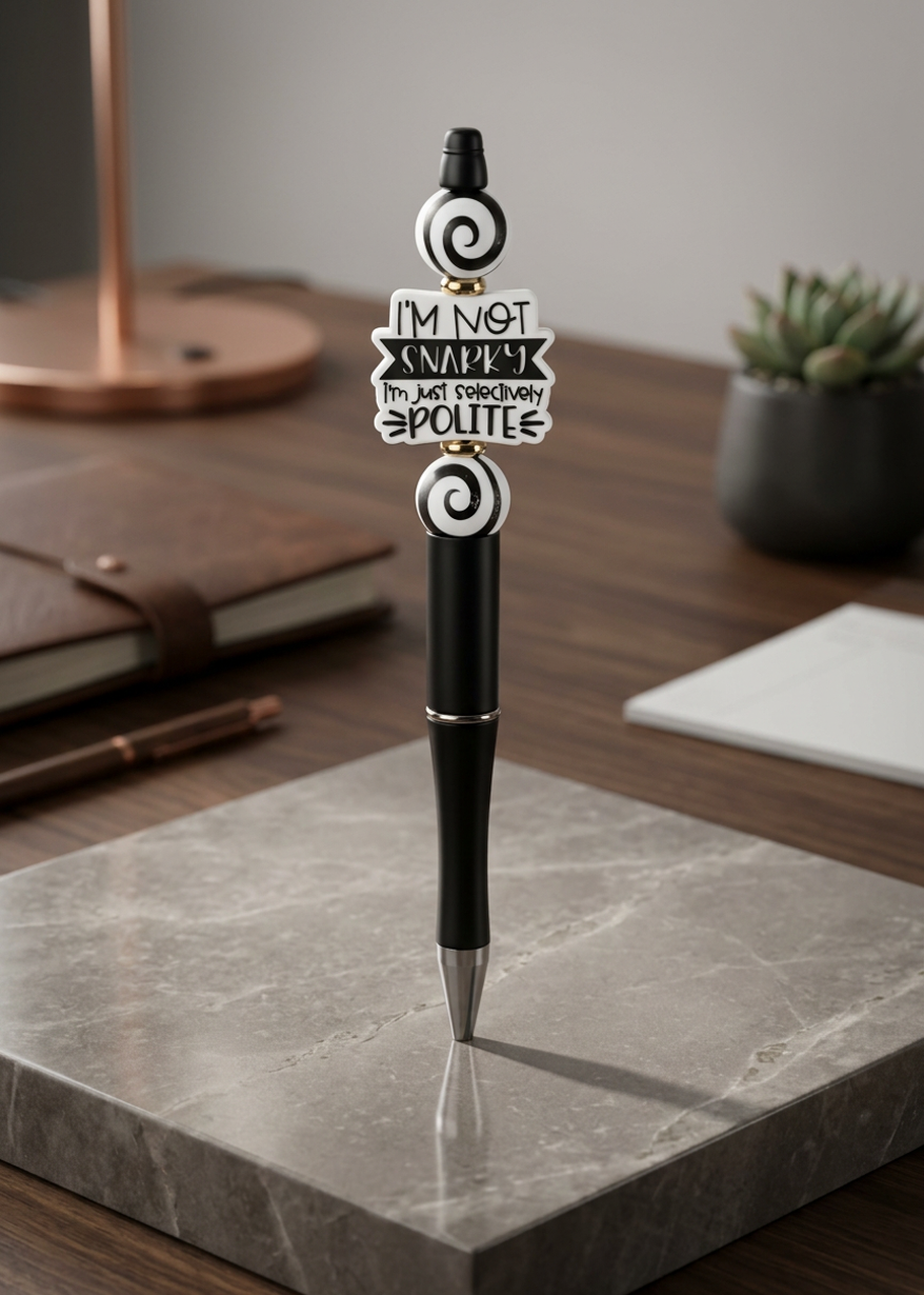 Selectively Polite Silver Swirl Pen