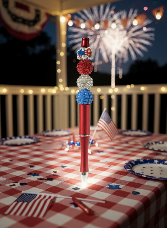 Three Sparkle Beads 4th of July Pen