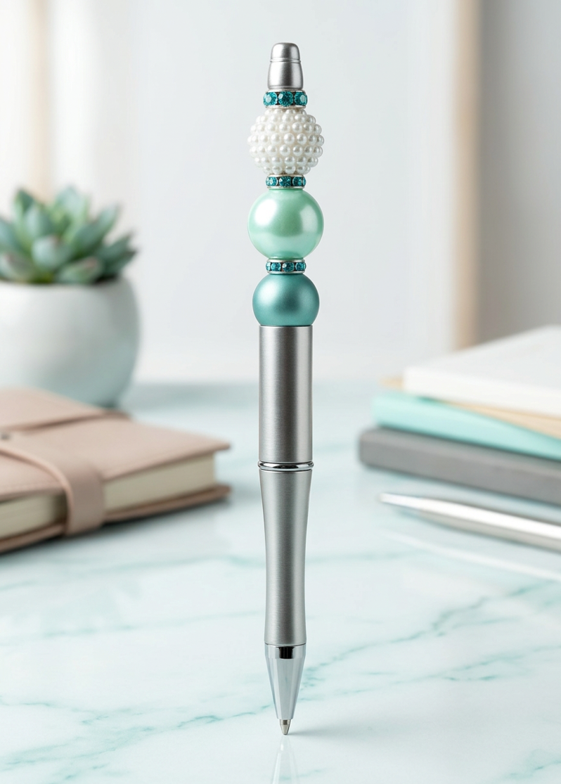 Teal and Silver Pen