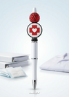 Red Cross White Heart Round Bead Pen