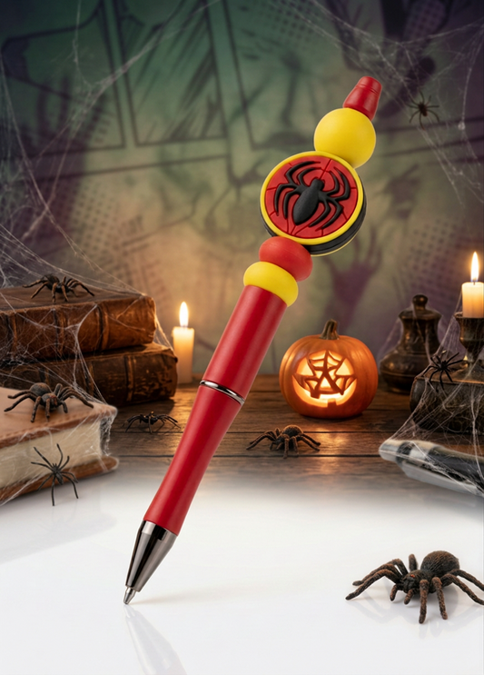 Circular Black Spider Red Pen