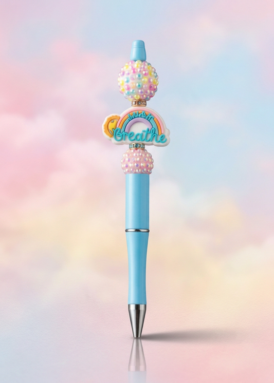 Just Breathe Rainbow Pen with Sparkle Beads