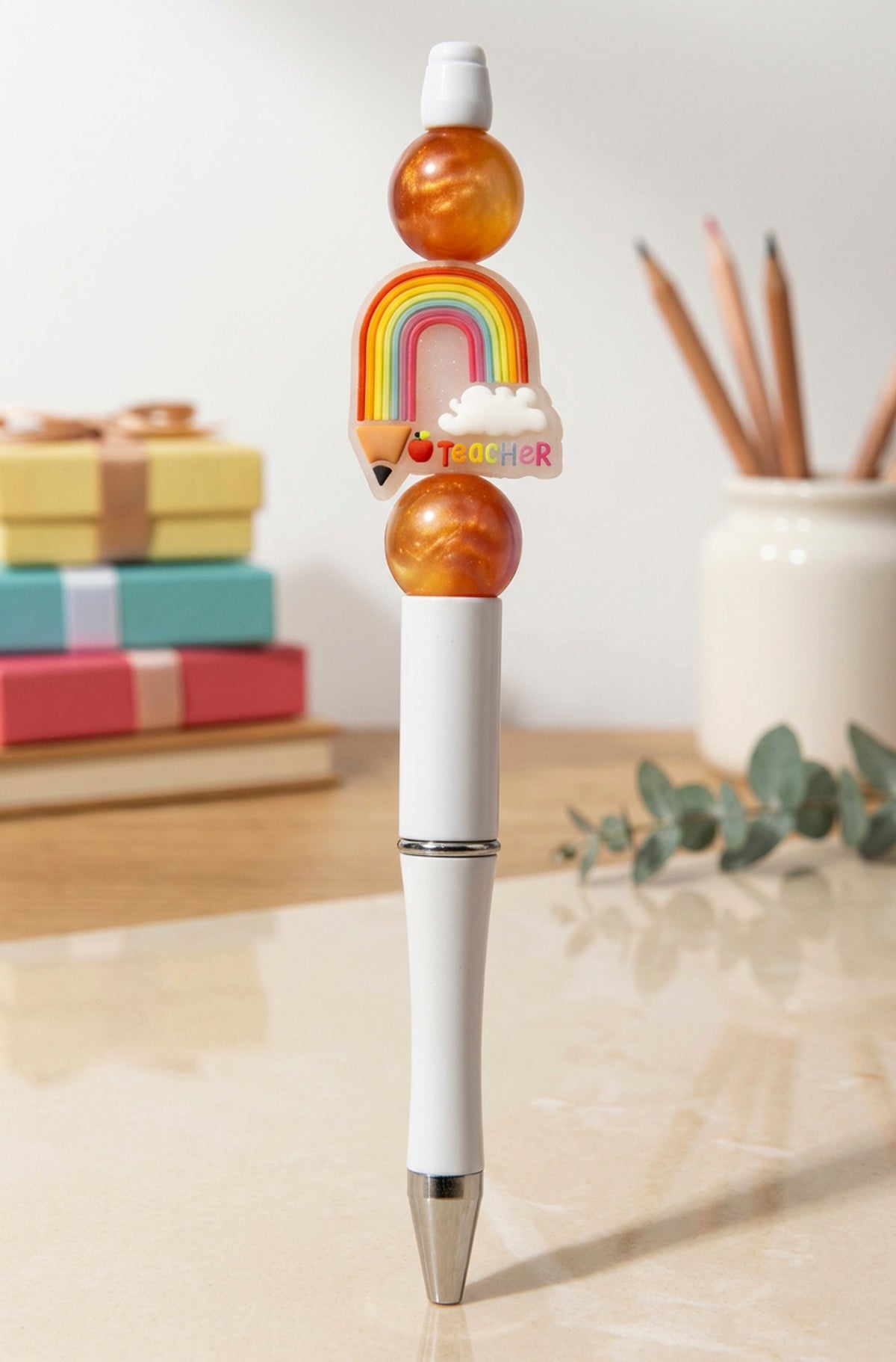 Colorful Rainbow Red Beads Pen