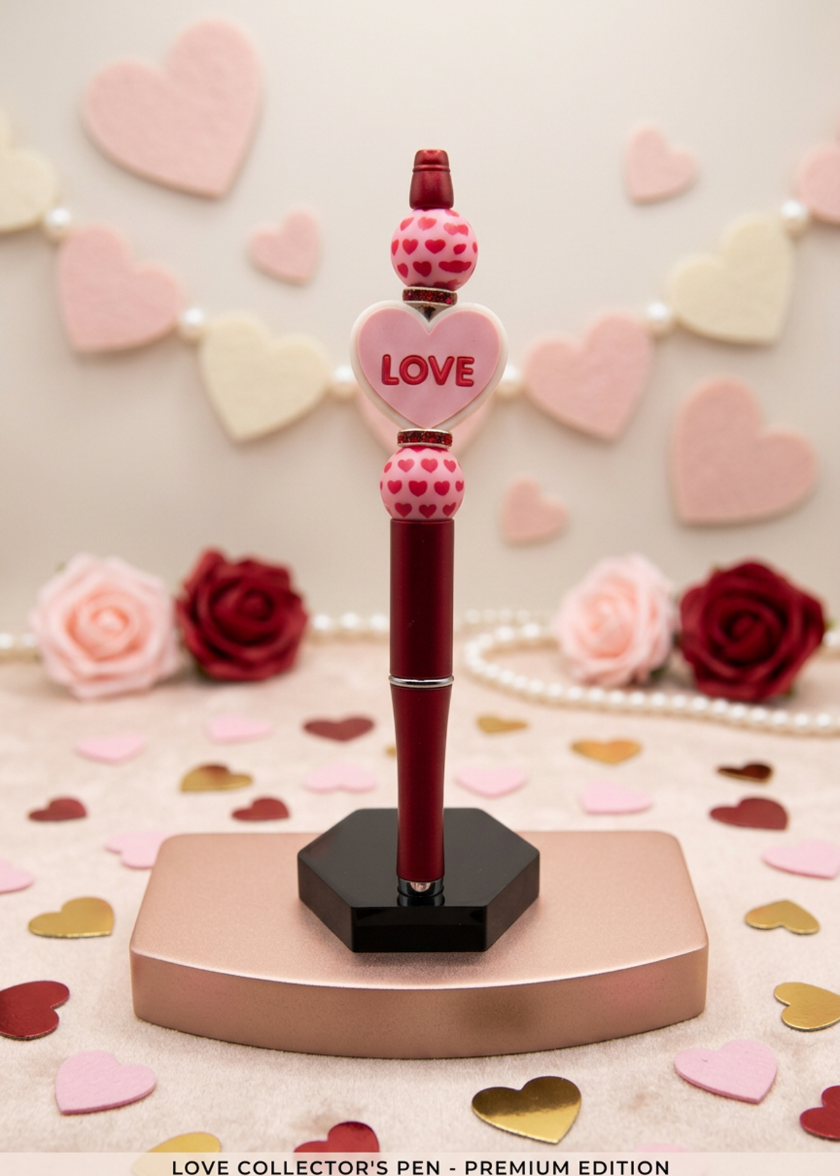 Pink Heart Love Focal Bead Pen