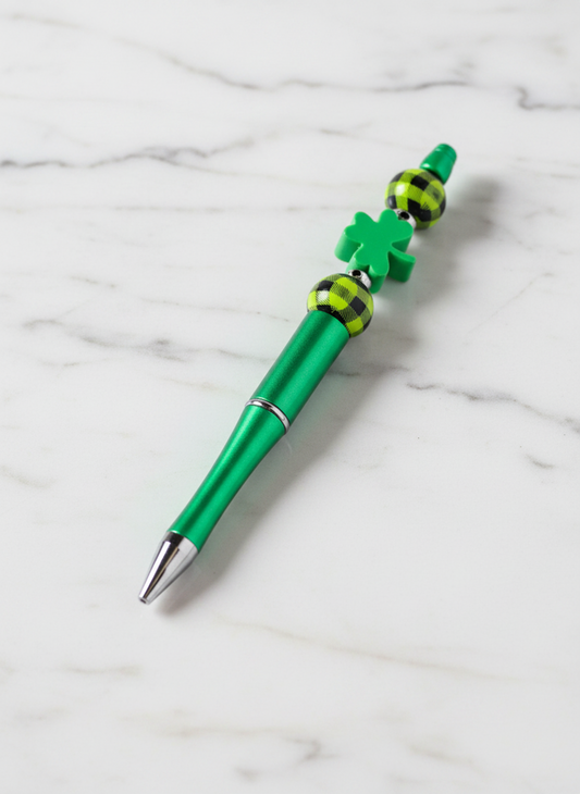 Plaid Beads Clover Center Pen