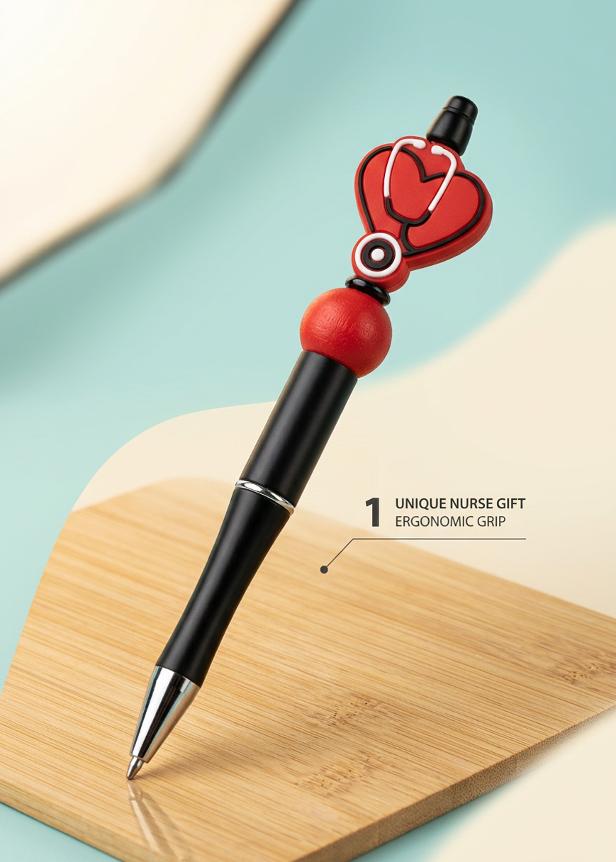 Stethoscope Red Heart Black Pen
