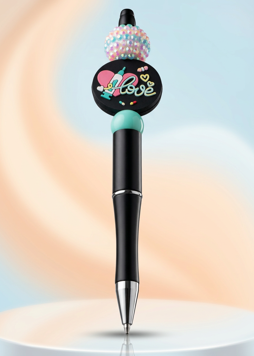 Love Black Circle Pink Heart Pen