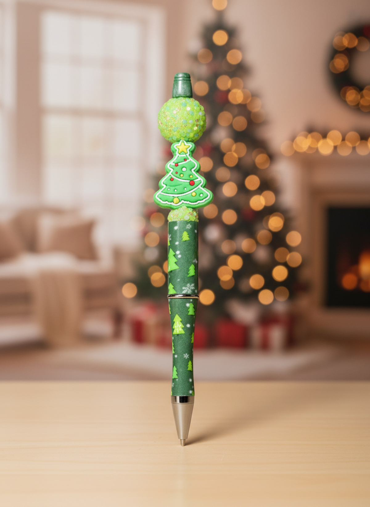Green Tree Christmas Pen