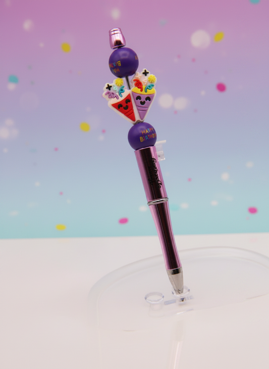 Birthday Two Cones Focal Bead Pen