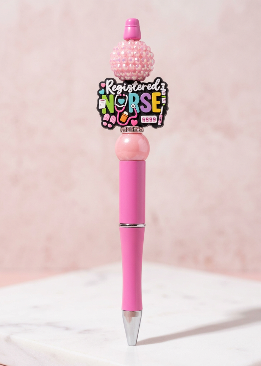 Registered Nurse Bright Colors Pink Sparkle Pen