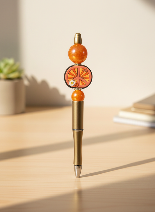 Orange Peace Sign Brown Pen