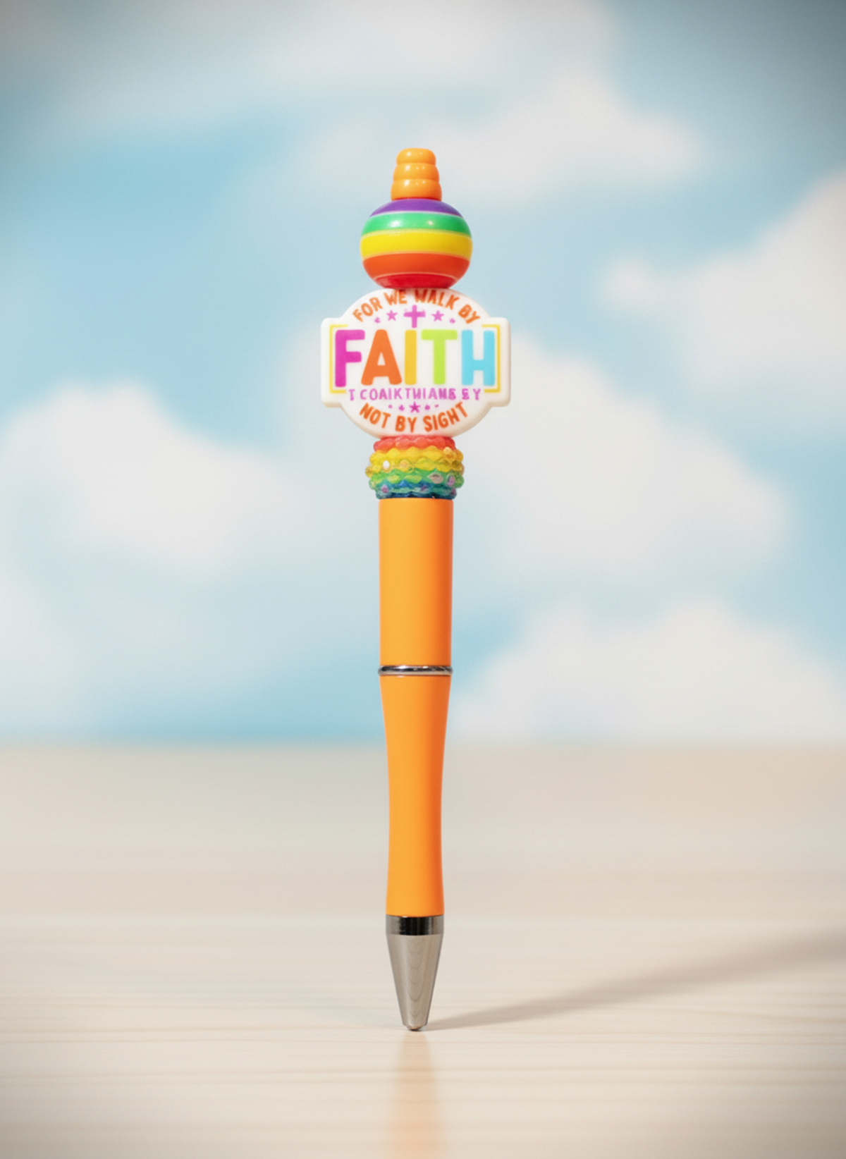 Walk by Faith Colorful Orange Pen