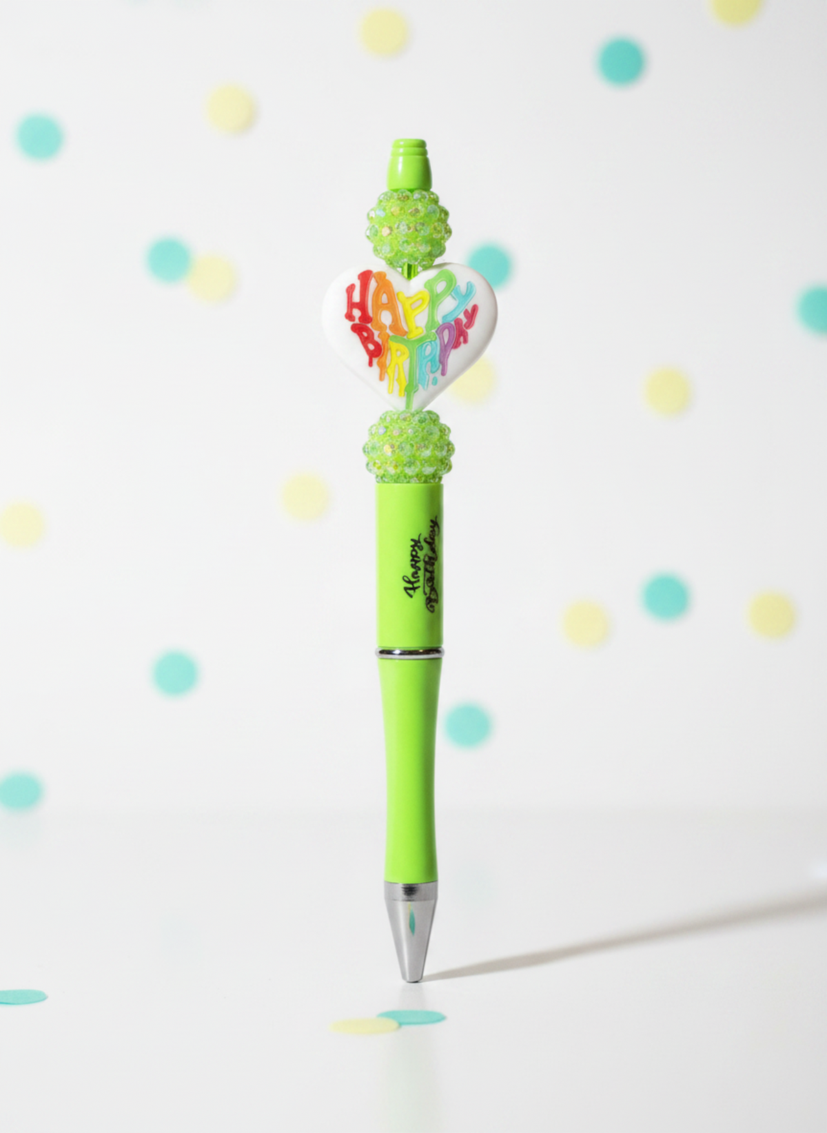 Green Heart Focal Bead Pen