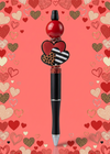Black Red and White Hearts Valentine Pen