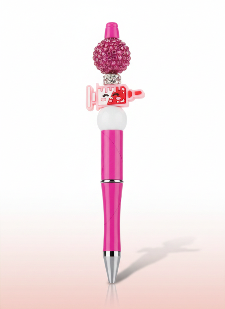 Pink and White Needle Focal Bead Pen