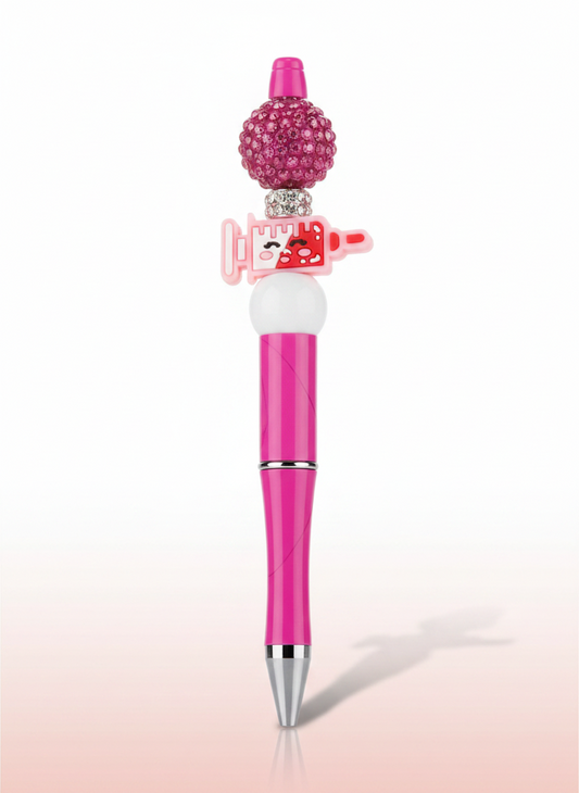 Pink and White Needle Focal Bead Pen