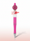 Pink and White Needle Focal Bead Pen