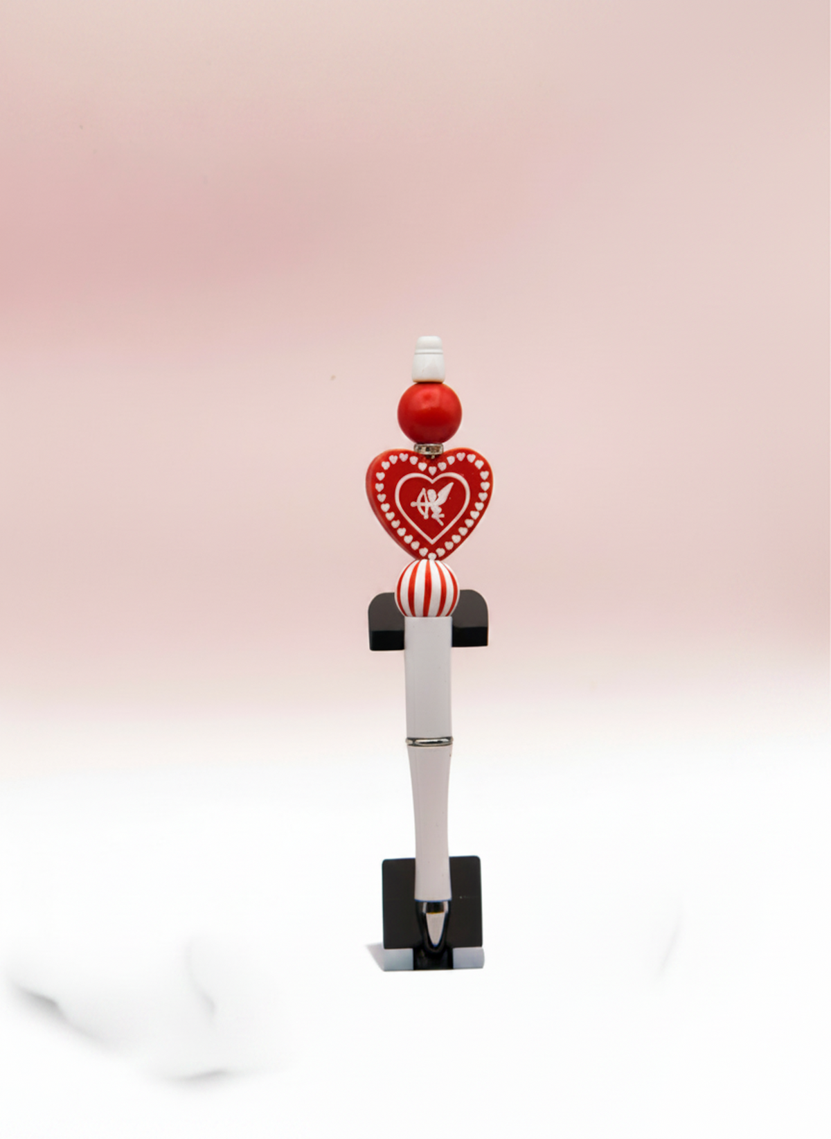Cupid Heart Striped Bead Pen
