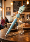 Teal and White Coffee Cup Pen
