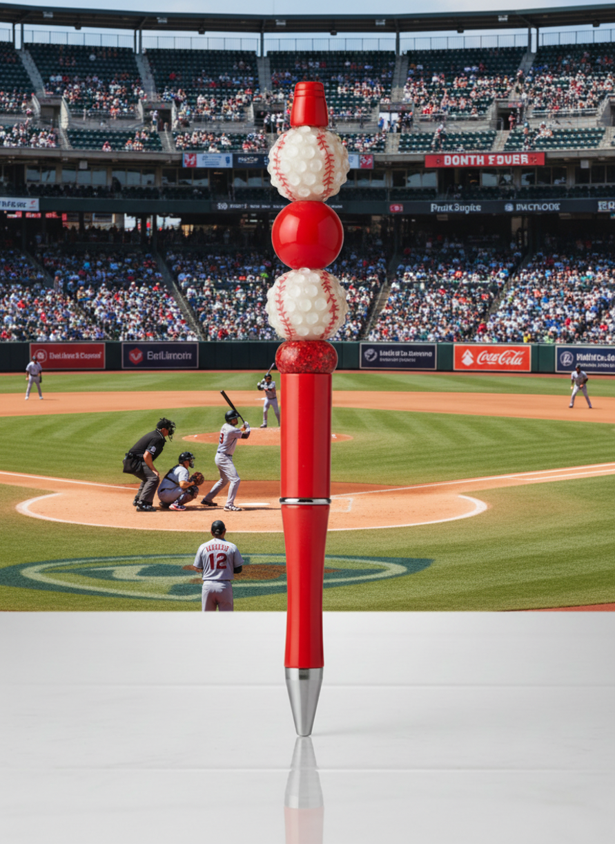 Sparkle Baseballs Red Pen