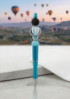 Hot Air Balloon Teal Blue Gray Pen