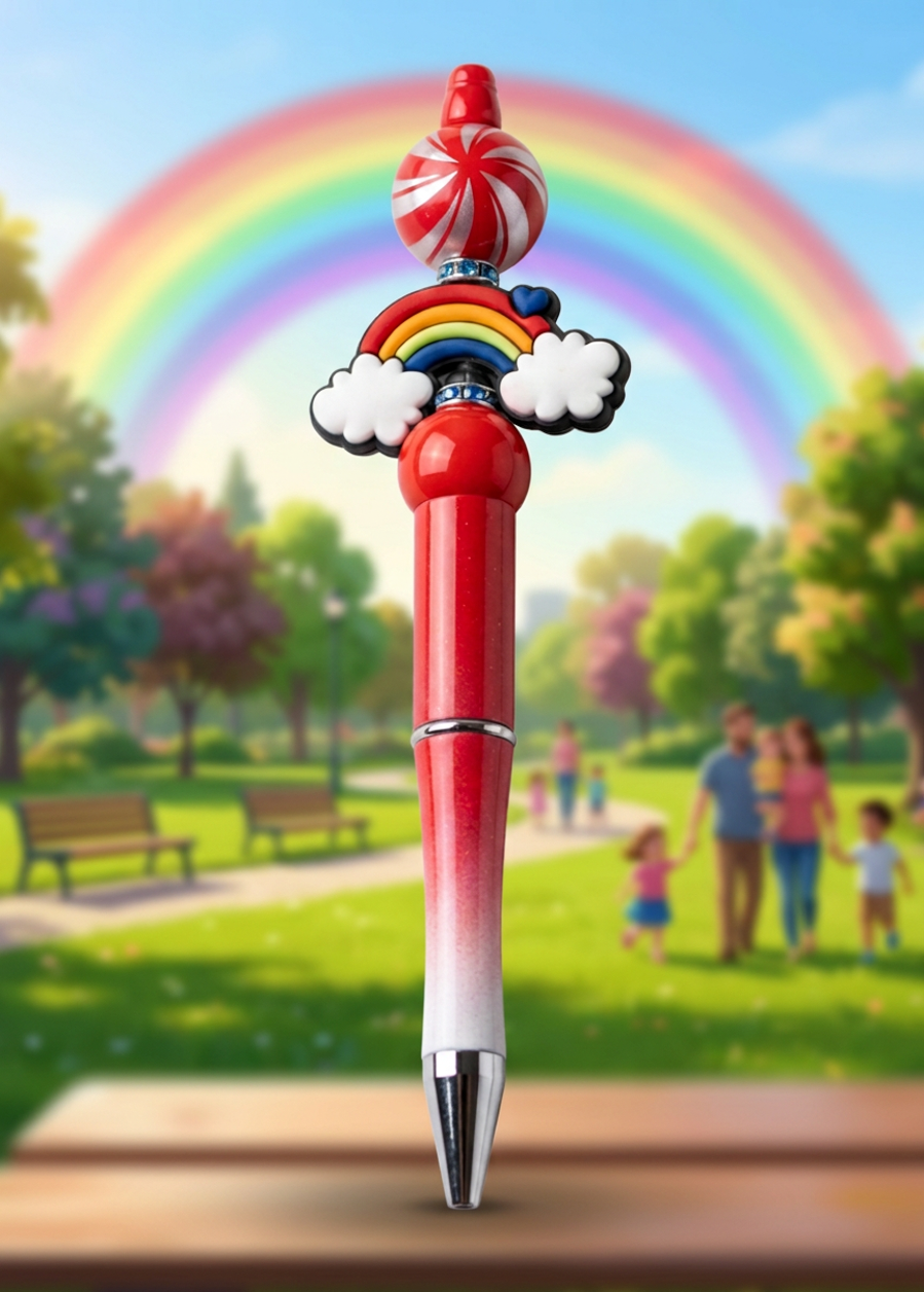 Primary Color Rainbow and Clouds Pen
