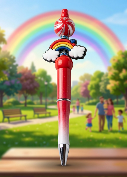 Primary Color Rainbow and Clouds Pen